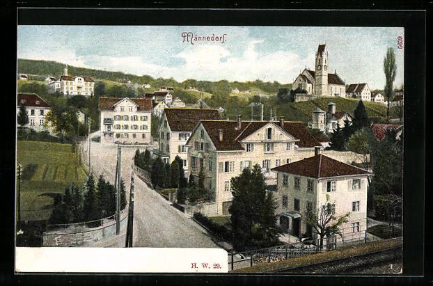 Cartoline postali: Männedorf, Strassenpartie im Ort mit Ki – Usato da Berlin venduto da bartko-reher