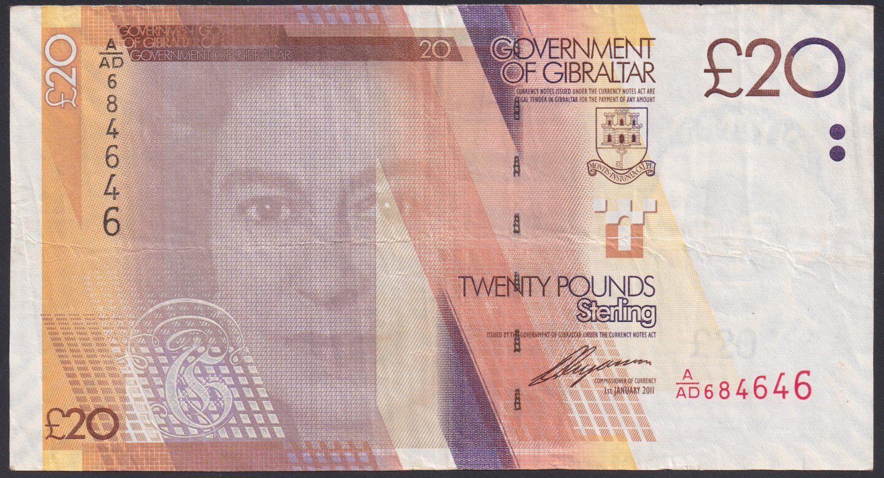 Banconote: Gibraltar 20 Pounds 2011 – Usato da Brugg AG venduto da banknoten_muesli