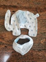 hellblaues Schnuffeltuch Elefant mit kleinem Latz, neu