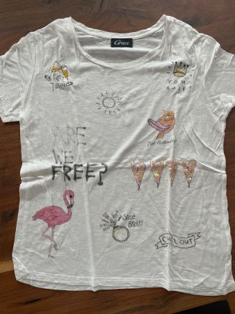 Grace T-Shirt Flamingo Pailletten