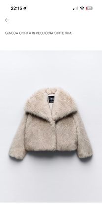 Giacca corta pelliccia sintetica beige Zara Taglia M Inverno