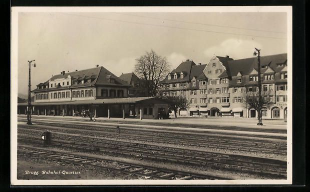 Ansichtskarten: AK Brugg, Bahnhof-Quartier, 1934 – Gebraucht aus Berlin von bartko-reher