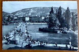 Genève - Trams & Voitures, Pont du Mont Blanc 1952