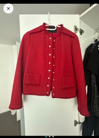 Rotes Maje Boucle Jacke - Grösse 38