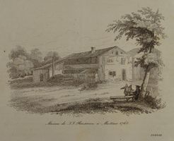 MOITIERS, MAISON DE J.J. ROUSSEAU, STAHLSTICH 1836