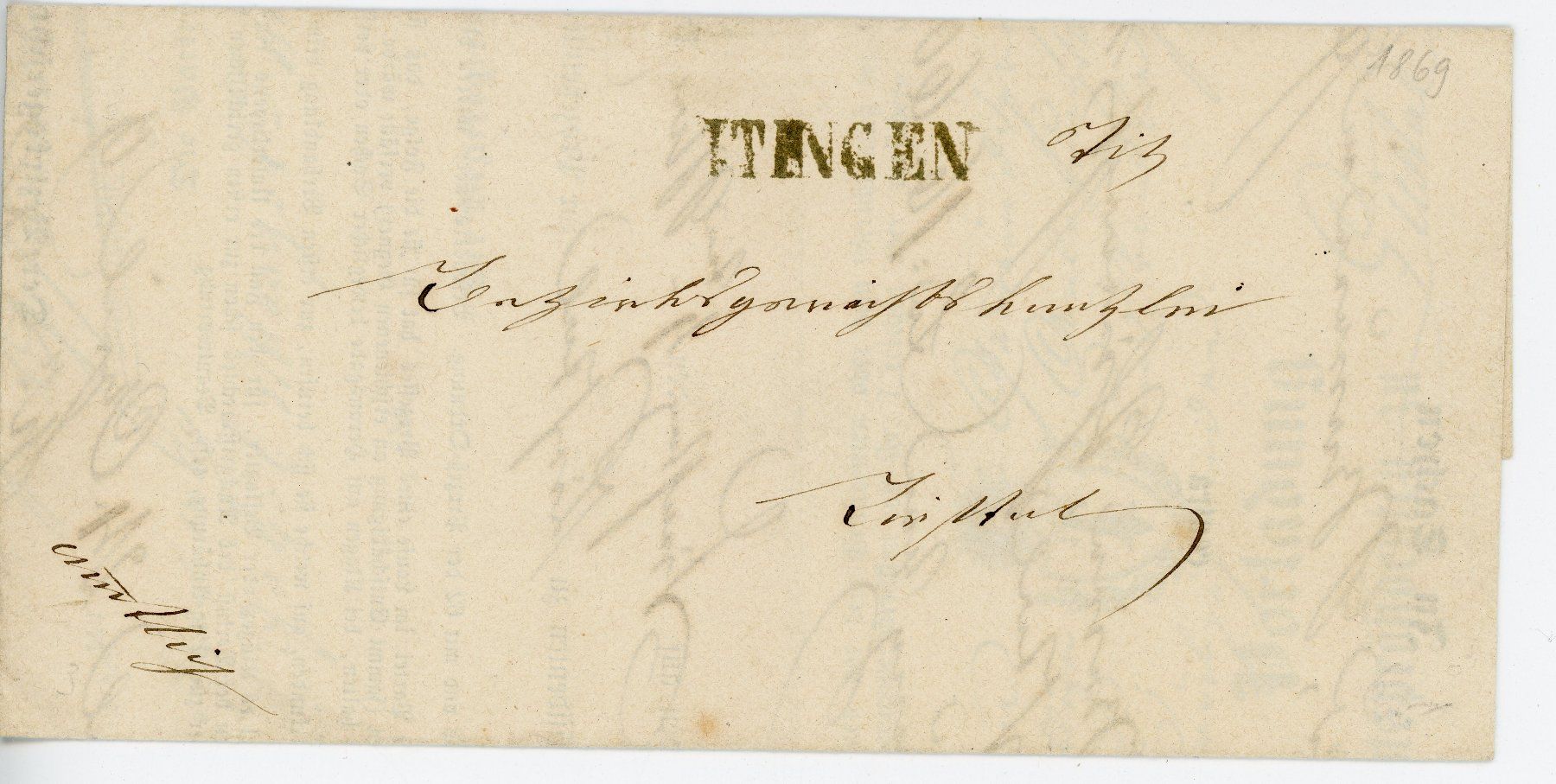Tutti i francobolli: Itingen Stabstempel Sissach nach Liestal 1869 – Usato da Buckten venduto da Karilein