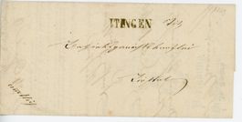 Itingen Stabstempel Sissach nach Liestal 1869