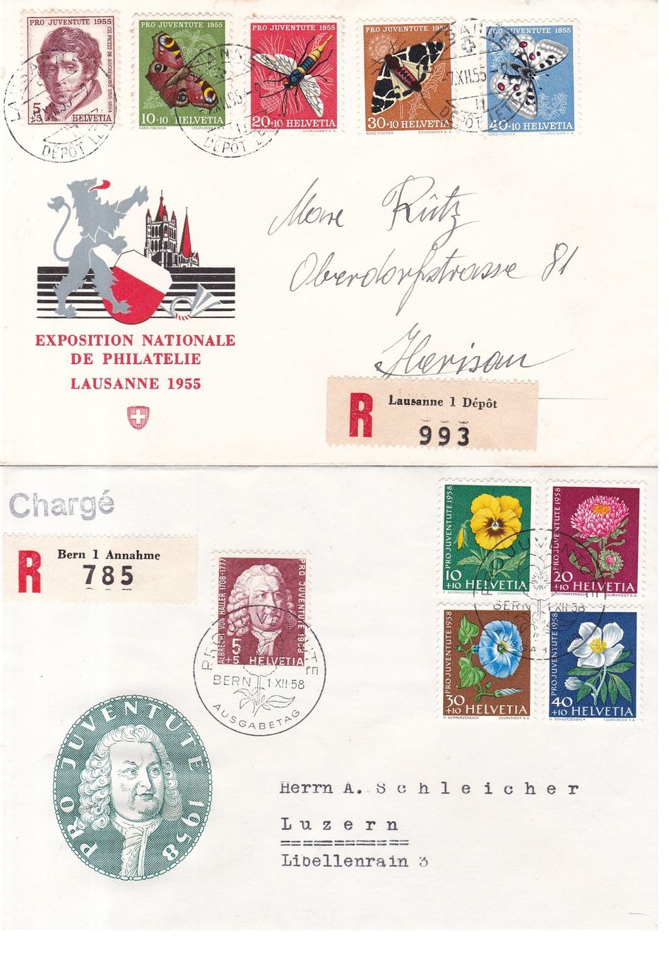 Tutti i francobolli: 6 Stk. Pro Juventute FDCs, Briefe ab 1942 – Usato da Münchwilen AG venduto da Nesar 1