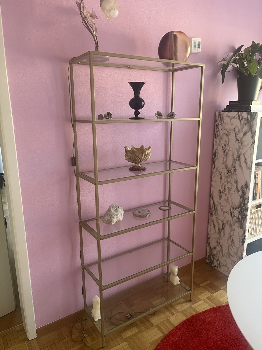Regale: Modernes Regal mit Glasböden, goldfarbenes Gestell. – Gebraucht aus Bern von tiz_rwr6 2