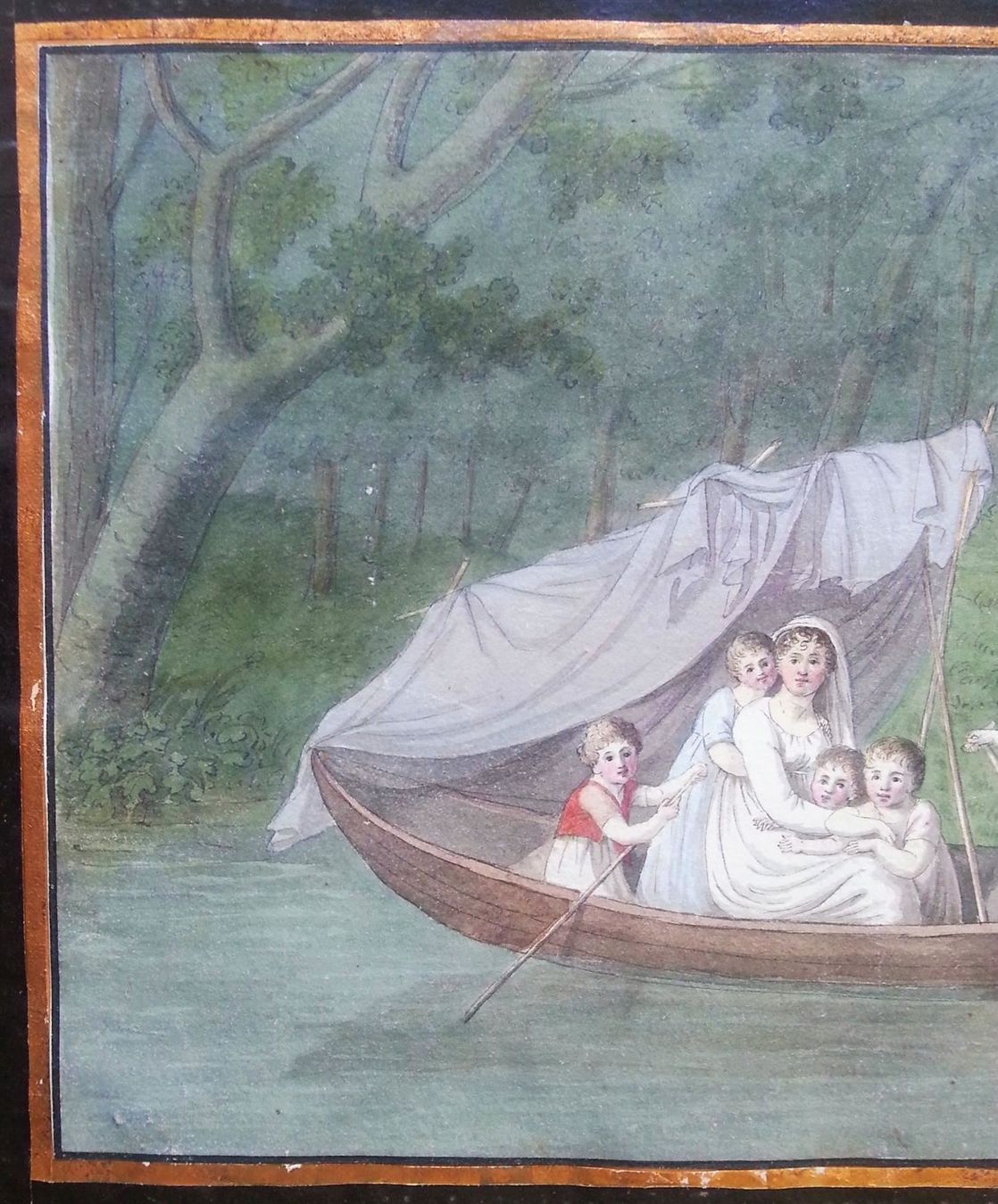 Dipinti: Bild Gemälde Aquarell: Mutter mit Kindern, um 1850 – Usato da Oberriet SG venduto da ganesh435 3