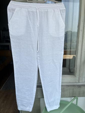 Pantalon lin blanc Le Tricot Perugia, taille 36/38 (42IT)