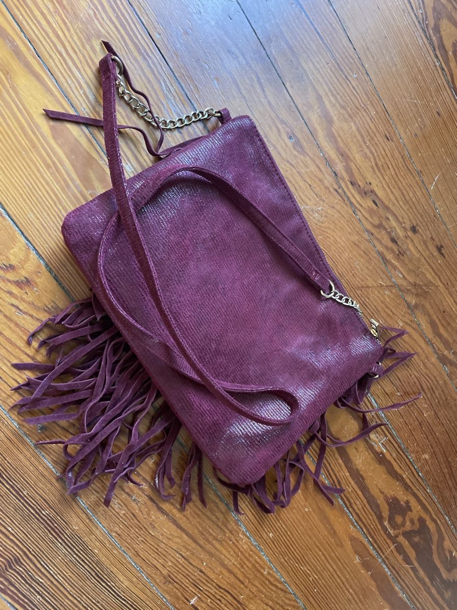 Nafnaf Borse da donna: Wildlederfransen-Tasche, bordeauxrot – Usato da Bern venduto da Corinn_na 2