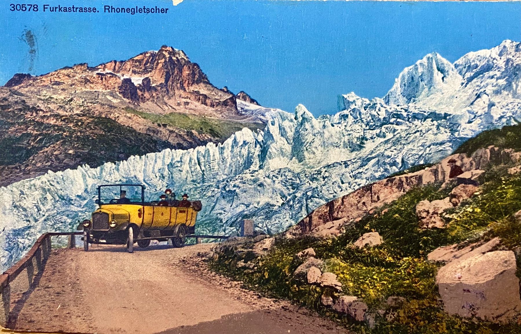 Cartoline postali: 1923 - FURKASTRASSE & Rhonegletscher mit Postauto – Usato da Root venduto da ENGLAND-TREASURES 1