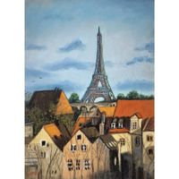 Original! Pastellbild "Über den Dächern vo Paris", signiert.