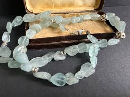 Aquamarin Kette mit Silber Verschluss 925