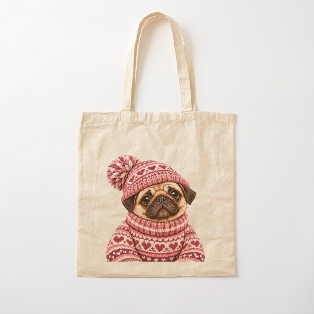 Taschen: Stofftasche - Mops im Norwegerpulli - inkl. Versand – Neu und originalverpackt aus Basel von Kunterbunt12 2