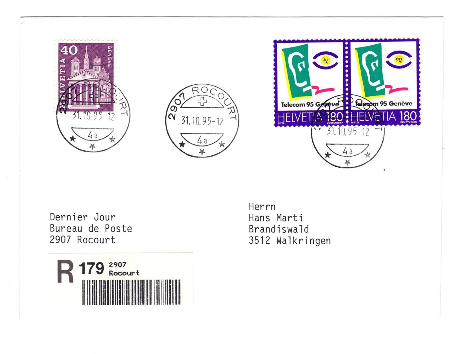 Alle Briefmarken: Letztagsbrief: Schliessung Poststelle 2907 ROCOURT – Gebraucht aus Büetigen von philat