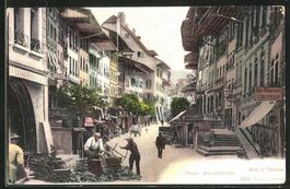 Thun, Hauptstrasse - Rue à Thoune, gelaufen/circulée 1908