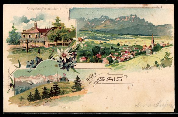 Cartes postales: Litho Gais, Ortsansicht, Schäbrig Ferie – D'occasion à Berlin par bartko-reher