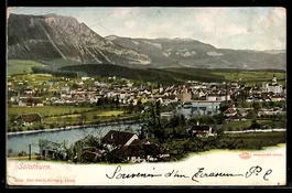 AK Solothurn, Ortsansicht mit Bergkulisse