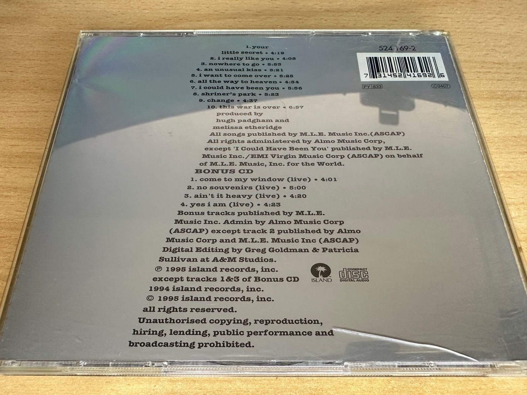 CDs: Melissa Etheridge – Your Little Secret - 2 CD – Gebraucht aus Rikon im Tösstal von Alpenmutz 1