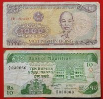 MAURITIUS VIETNAM BANKNOTE HO CHI MINH GEBRAUCHT 1988