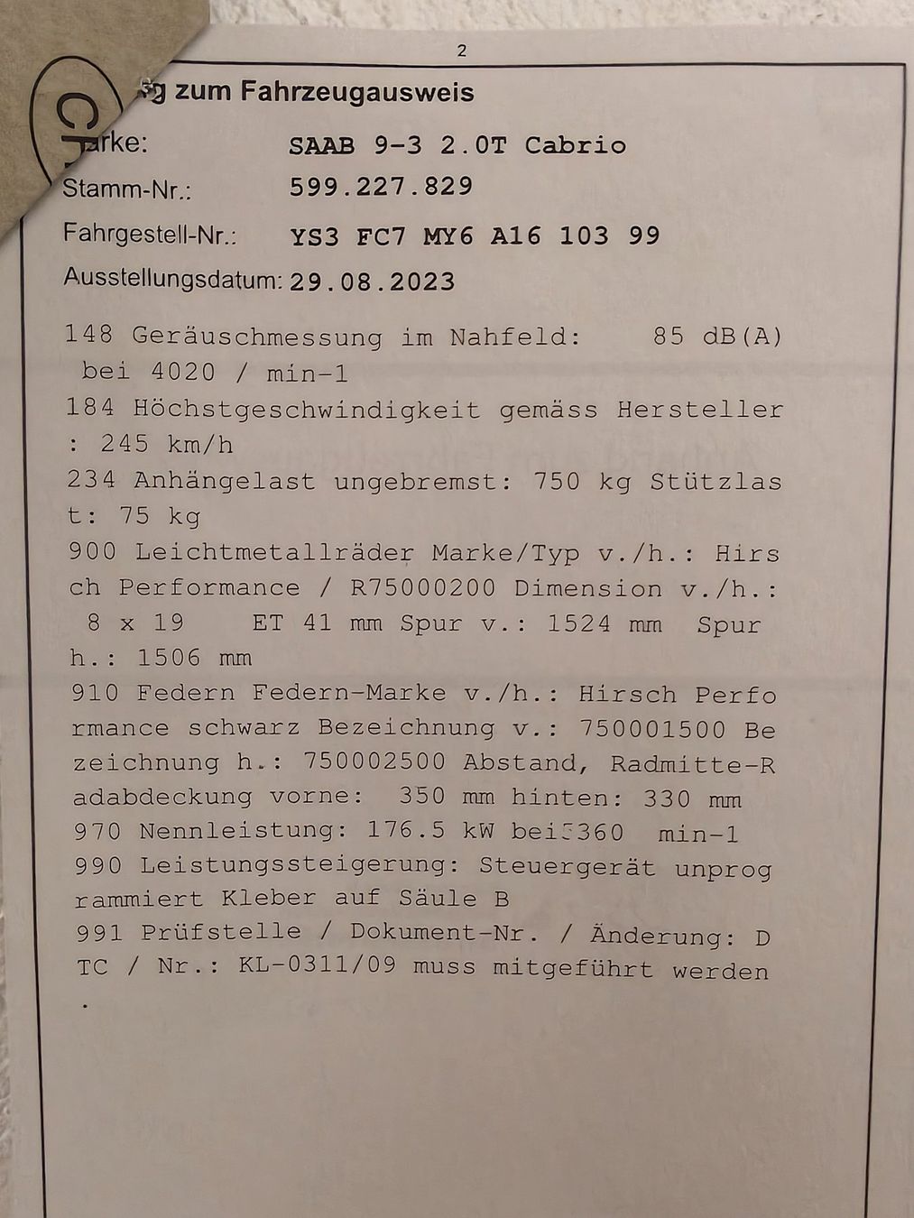 Saab Automobili: Saab Aero 9-3 2.0T Hirsch Performance – Usato da Oberengstringen venduto da Germii 7