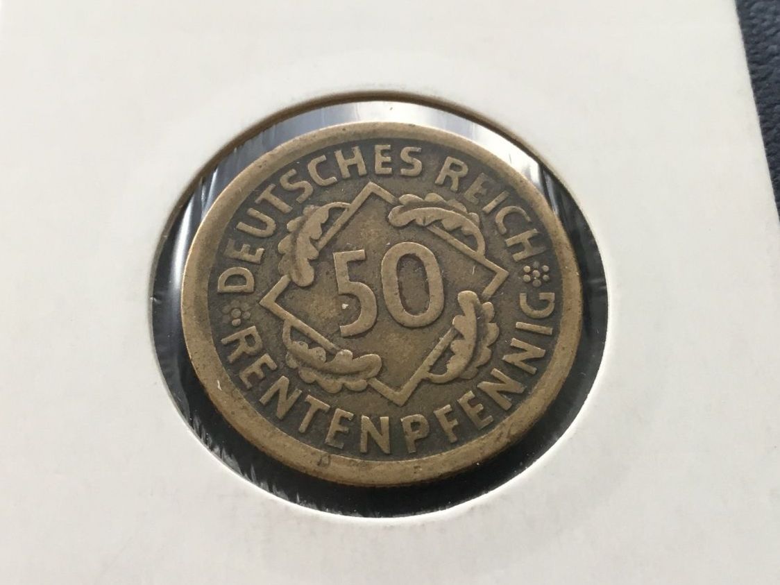 Tutti le monete: 50 Rentenpfennig 1924 D  selten – Usato da St. Margrethen SG venduto da alfapeugeot10 1