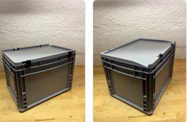 AUER-Stapelkiste Grau mit Deckel 40x30x28.5cm