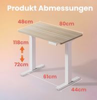 Elektrischer Stehtisch Schreibtisch 80 x 48