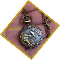 Umhängeuhr Bronze mit Spring- Deckel + Kette