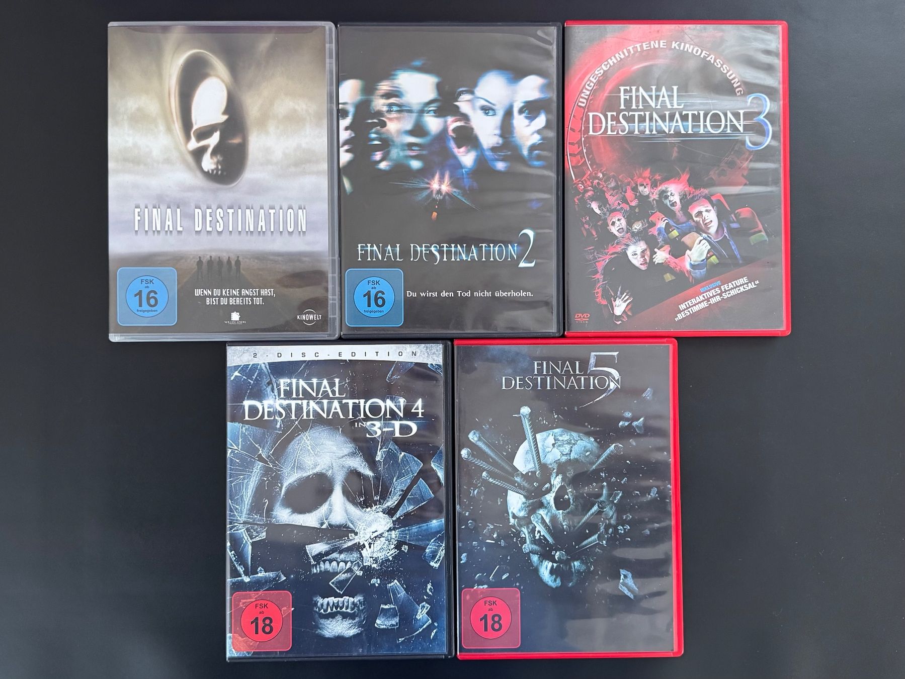 Tutti i DVDs: Final Destination 1-5 DVD Komplettset – Usato da Weinfelden venduto da A.G.G
