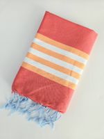 Rotes Strandtuch mit Streifen - Neuwertig für den Sommer!