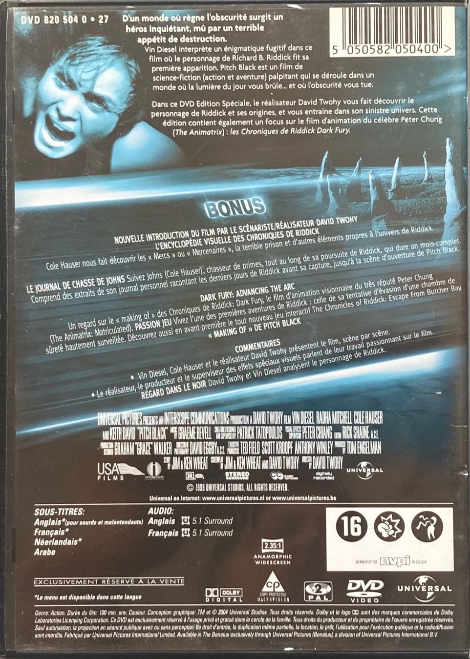 Tutti i DVDs: PITCH BLACK (EDITION SPECIALE) – Usato da Poliez-Pittet venduto da Newtown-Records 1