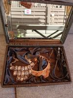 Schmuckkasten schwarz Krokooptik mit Spiegel und Schmuck 