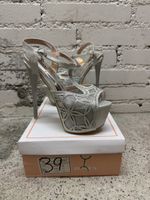High Heels Silver Rhinestone Size 39