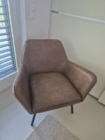 Sessel Kunstleder braun mit Metallbeinen