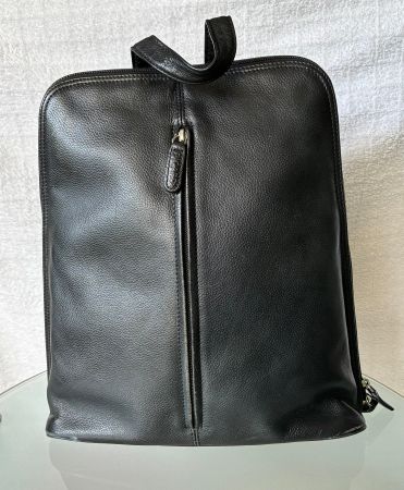 Rucksack Leder, schwarz