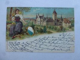 AK Zürcherin und das Landesmuseum 1902