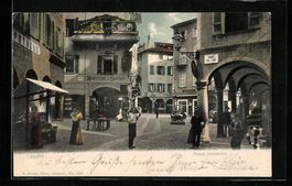 AK Lugano, Piazza commerzia, 1903