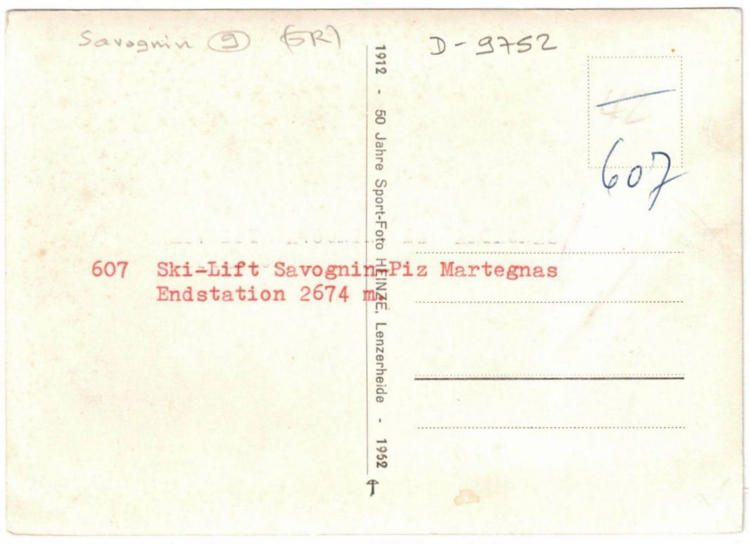 Cartoline postali: Savognin - Skilift Martegnas – Usato da Binningen venduto da Mountainrider 1