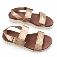 Roségoldfarbene Damen Sandalen mit weisser Sohle