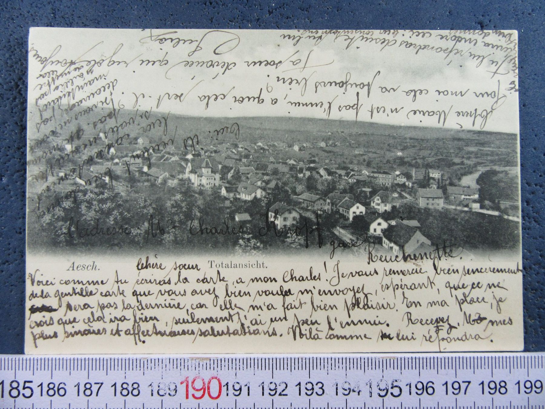 Cartoline postali: AESCH BL-AK 1903 TOTALANSICHT – Usato da Ettingen venduto da Hausi4711