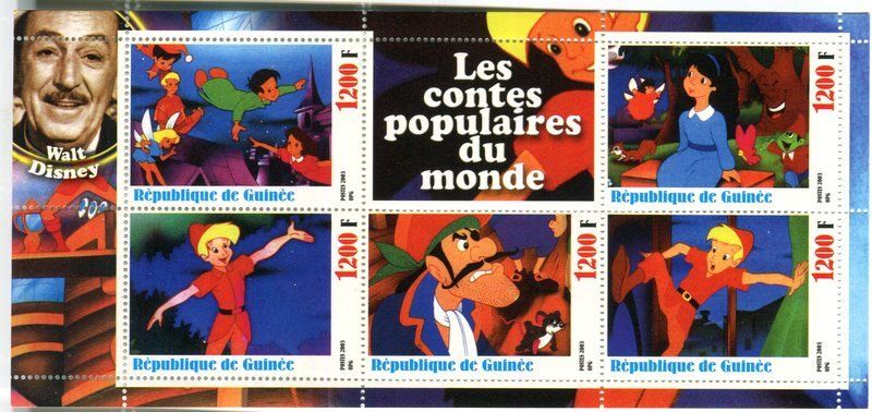 Alle Briefmarken: Block "Walt Disney. Peter Pan". Guinea. – Neu und originalverpackt aus Basel von Butsch5