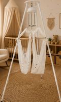 Baby Federwiege mit Gestell und Motor weiss für Zwillinge