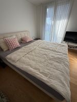 Boxspringbett  Kopfteil Stoff beige 180x210cm guter Zustand