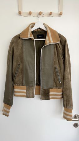 Jacke Leder Khaki Grösse L