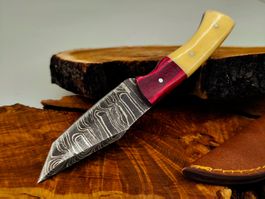 Geprüft! 1A Knife Faltenstahl DAMASCUS Damast Jagd Messer