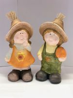 Deko Figuren Bauernbuben Mädchen Keramik 2er Set