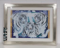 Kunstdruck gerahmt Rolf Knie 3 Weisse Tiger